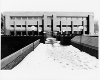 View of Walters Hall from Bray Hall on the Bray Walters bridge
