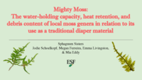 Session D, 2016 First Place: Mighty Moss: The water-holding capacity, heat retention, and debris content of local moss genera in relation to its use as a traditional diaper material