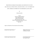 PERCEPTIONS OF BIOBLITZ ORGANIZERS AND PARTICIPANTS ON EVENT-RELATED GOALS, INTERACTIONS, AND MOTIVATIONS: A WAY TO UNDERSTAND HOW A BIOBLITZ CONTRIBUTES TO ENVIRONMENTAL EDUCATION