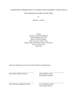 LANDOWNER CONSIDERATION OF CONSERVATION EASEMENT UTILIZATION IN THE ADIRONDACK PARK OF NEW YORK