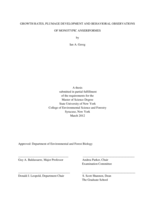 Growth Rates, Plumage Development, and Behavioral Observations of Monotypic Anseriformes