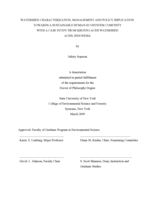 WATERSHED CHARACTERIZATION, MANAGEMENT AND POLICY IMPLICATION:TOWARDS A SUSTAINABLE HUMAN-ECOSYSTEM COMUNITY WITH A CASE STUDY FROM KRUENG ACEH WATERSHED ACEH, INDONESIA