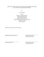 Motivations for Adopting Conservation Easements with the Influence of Development Pressure