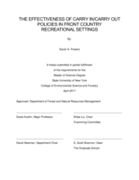 The Effectiveness Of Carry In/Carry Out Policies In Front Country Recreational Settings.