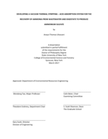 Developing vacuum Thermal Stripping - Acid Absorption System for the recovery of Ammonia from Wastewater and Digestate to Produce Ammonium Sulfate