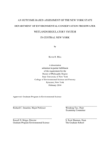 AN OUTCOME-BASED ASSESSMENT OF THE NEW YORK STATE DEPARTMENT OF ENVIRONMENTAL CONSERVATION FRESHWATER WETLANDS REGULATORY SYSTEM IN CENTRAL NEW YORK