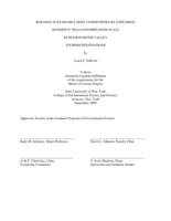 Building Sustainable Host Communities by Exploring Residents' Relationships with Place in Hudson River Valley Tourism Destinations