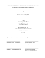 Assessment of the impact of residential development on mammal communities in the Adirondacks, New York.