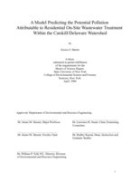 A model predicting the potential pollution attributable to residential on-site wastewater treatment within the Catskill/Delaware watershed.