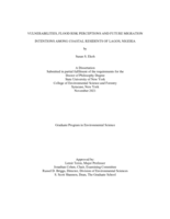 Vulnerabilities, Flood Risk Perceptions and Future Migration Intentions Among Coastal Residents of Lagos, Nigeria