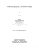 Cultural Ecosystem Services in Urban Community Gardens:  a Pathway for Improving Social and Ecological Resilience