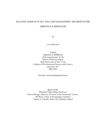 SOLITUDE, SENSE OF PLACE, AND LAND MANAGEMENT DESCISIONS IN THE ADIRONDACK HIGH PEAKS