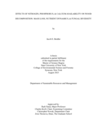 Effects of Nitrogen, Phosphorus, & Calcium Availability on Wood Decomposition: Mass Loss, Nutrient Dynamics, & Fungal Diversity