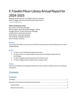 F. Franklin Moon Library Annual Report for 2024-2025
